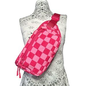 Stylish Pink Checkered Sling Bag